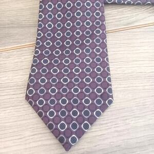 Concepts By Claiborne 100% Silk Necktie Purple Circles Office Executive 58" x 4"